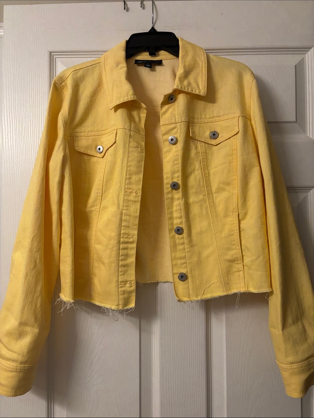 INC International Concepts Yellow Cropped Denim Jacket